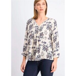 Fun 2 Fun by Stitch Fix Maley Floral Pintuck Top Blouse Womens Size M Multicolor
